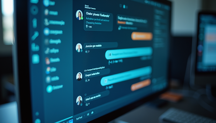 Eye-level view of a sleek AI chatbot interface on a computer screen