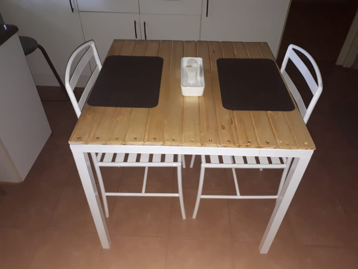 Steel table and chairs sets.