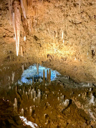 stalagmites and stalactites inside Harrison's cave, Barbados