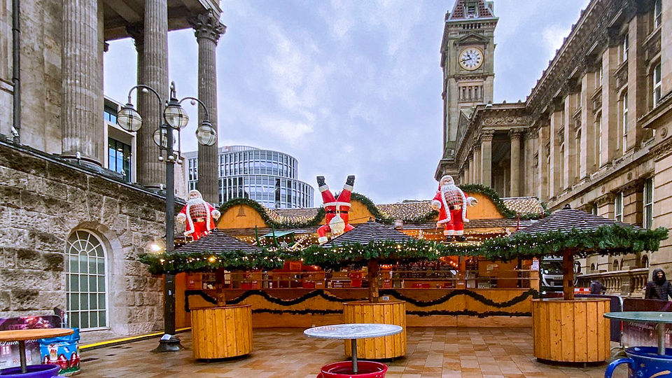 Birmingham's Frankfurt Christmas market stall with Santa