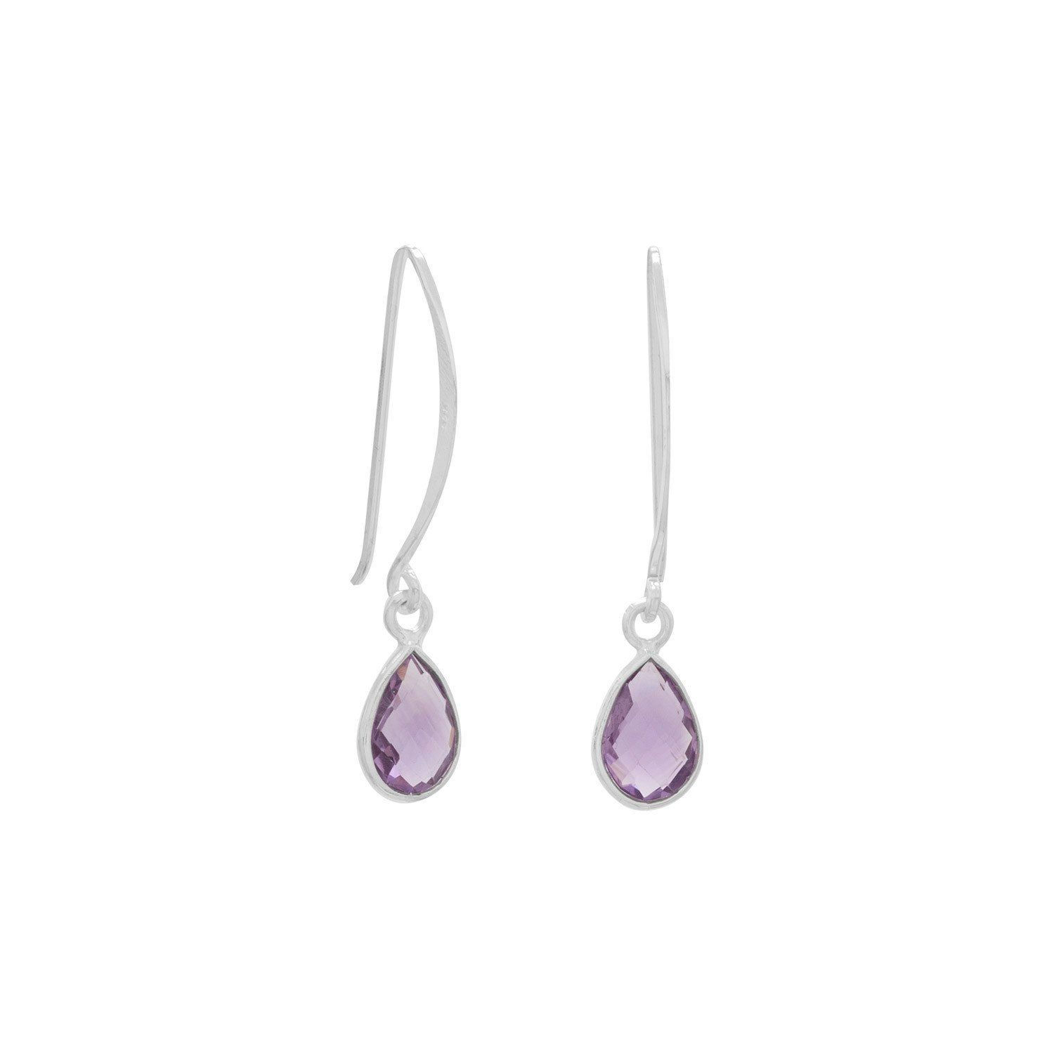 Amethyst Pear Drop Wire Earrings