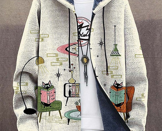 Men's 3d Digital Printed Hat Cardigan Jacket