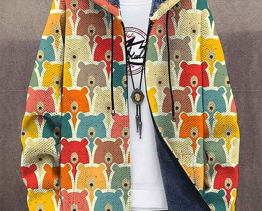 Men's 3d Digital Printed Hat Cardigan Jacket