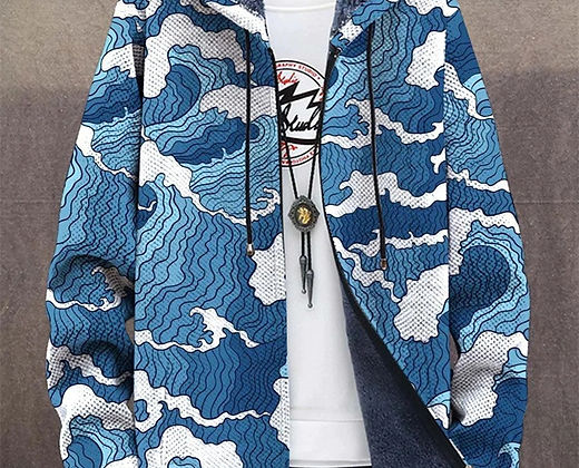 Men's 3d Digital Printed Hat Cardigan Jacket