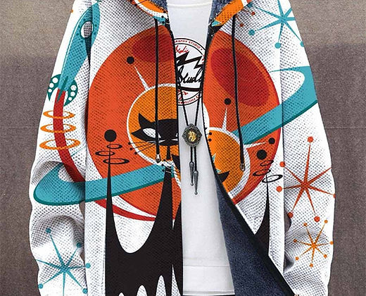 Men's 3d Digital Printed Hat Cardigan Jacket