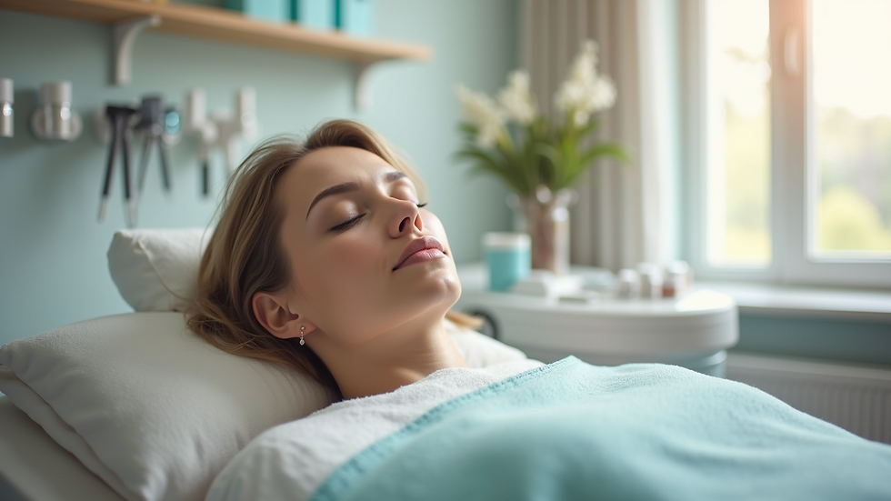 Eye-level view of skincare clinic treatment room with modern equipment