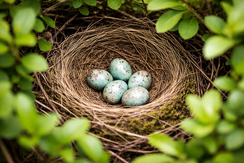 Bird's nest discovered in a commercial hedgerow during a pre-works nesting check