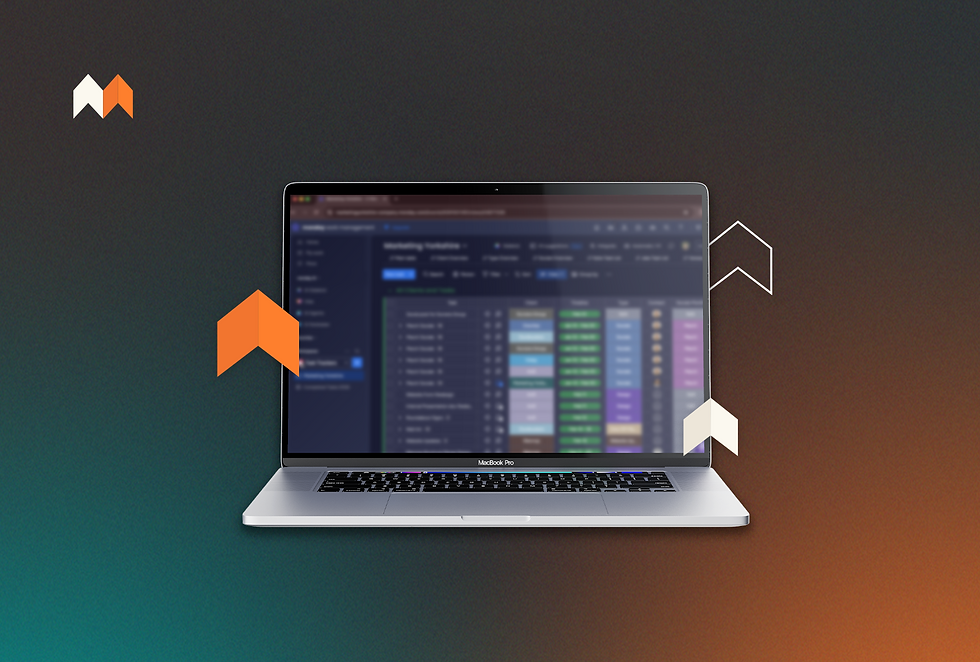 Laptop displaying a digital marketing strategy dashboard used for planning content marketing and social media campaigns