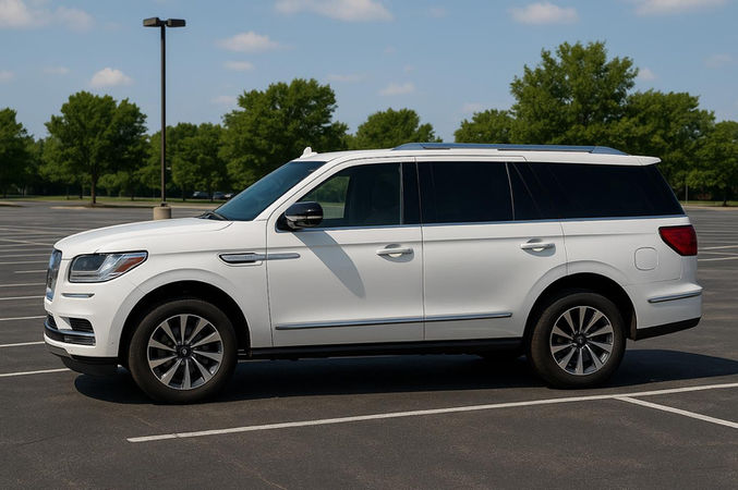 Four-door SUV driving on a highway with tinted windows, emphasizing comfort, safety, and reduced glare for passengers.