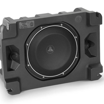 Close-up of JL Audio W7 subwoofer with signature design