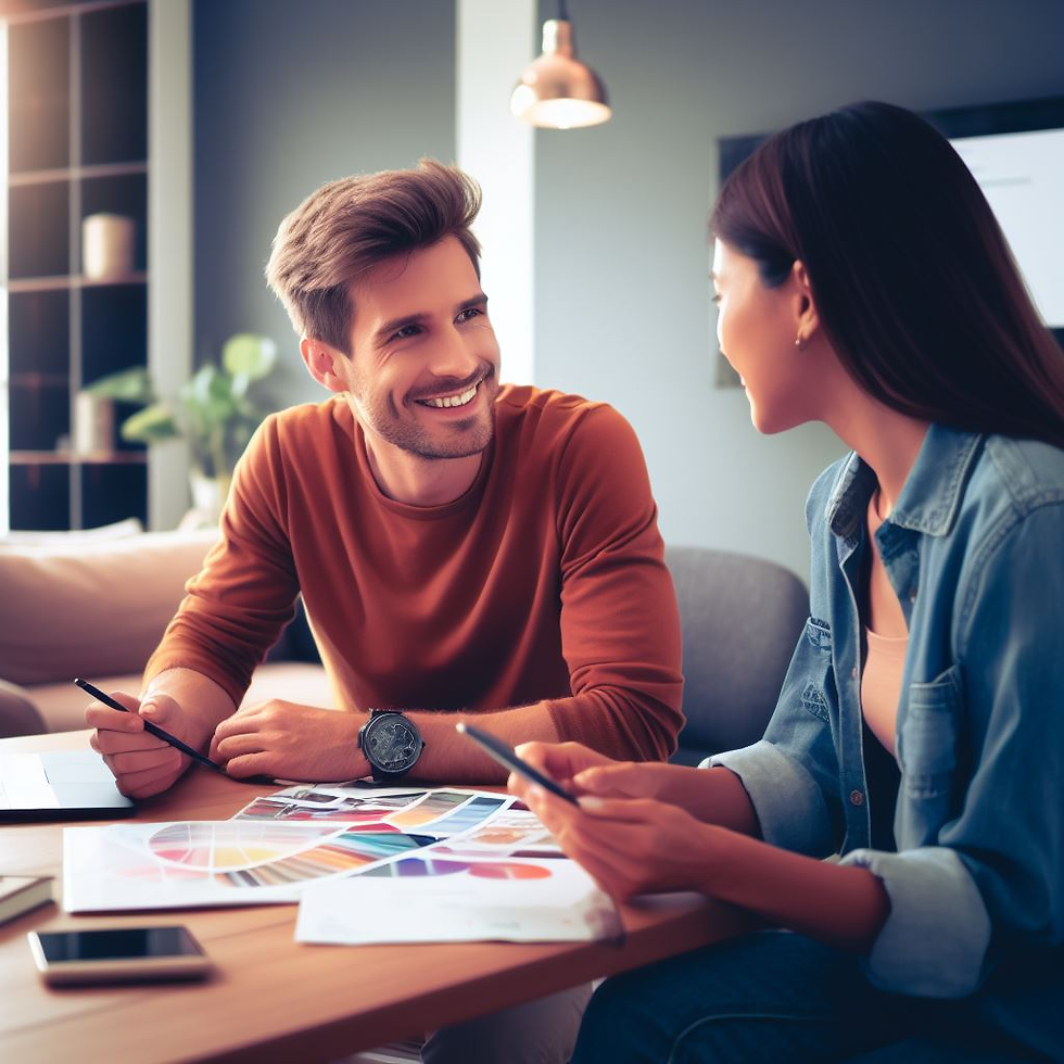 A photo of a brand representative and an influencer meeting to discuss how to create and promote content together.