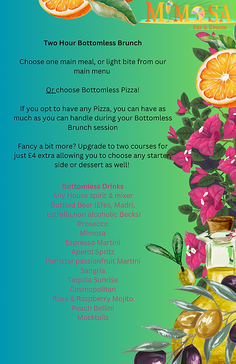 Bottomless Brunch Menu