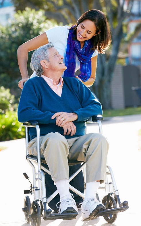 Carer helping senior to remain independent