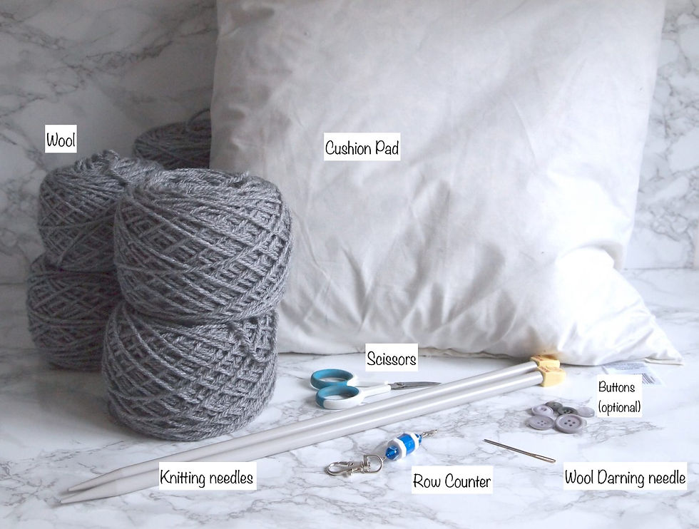 WHAT DO I NEED TO KNIT A CUSHION COVER