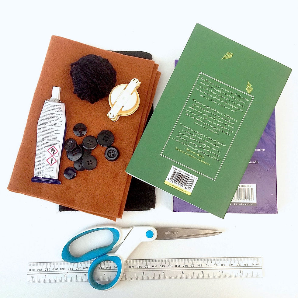 supplies for making a book dog
