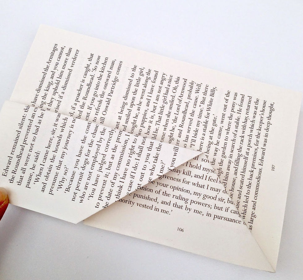 folding pages on a book