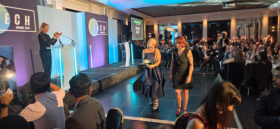 Nicky receiving 2025 Prolific North Tech Award