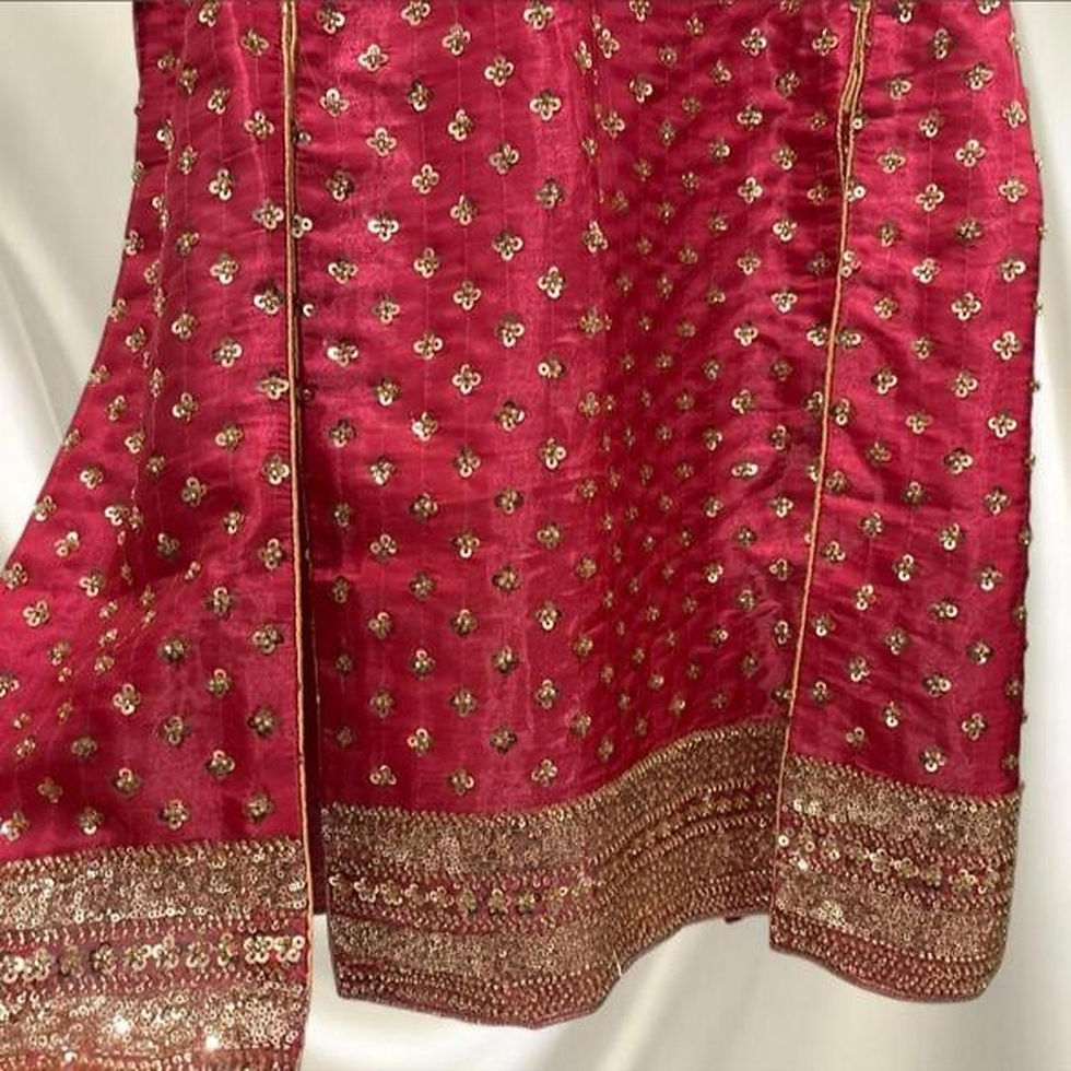 Thumbnail: Hot Pink & Gold Sequined Kaftan Style Palazzo Suit
