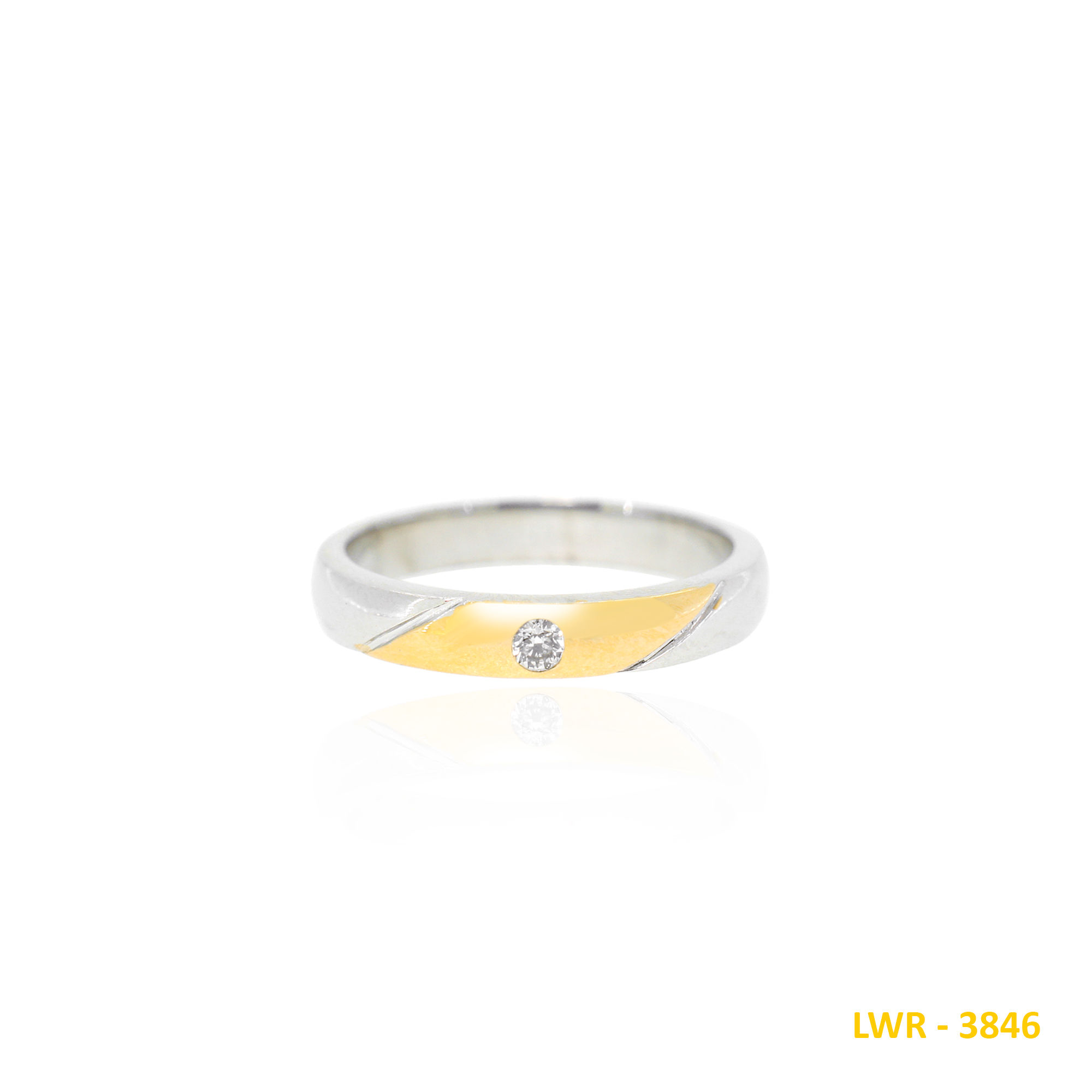 Two-Toned Slant Solo Diamond Wedding Ring