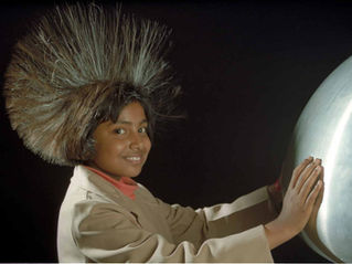 Electrostatic repulsion of person's hairs