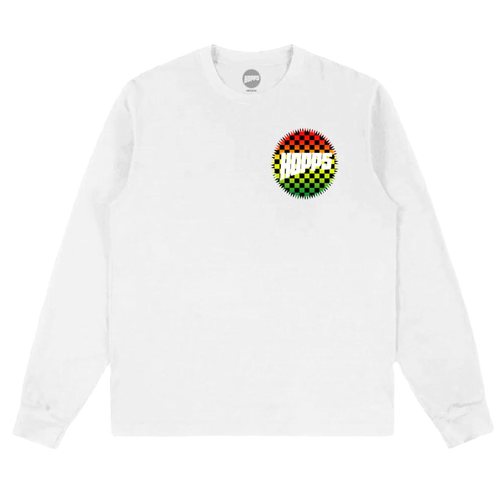 Hopps Sun Logo Checkered Fade Tee Yellow L