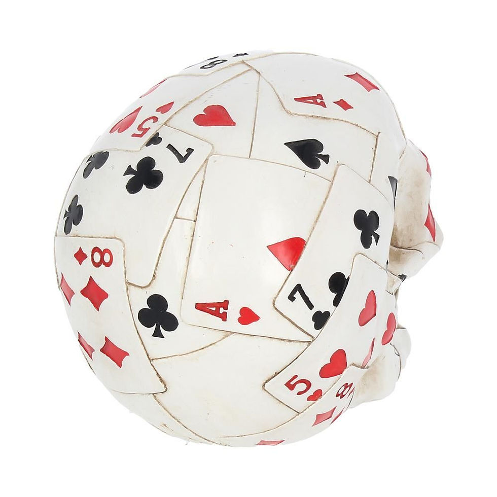 Thumbnail: Dead Man's Hand Skull Head Ornament 15cm