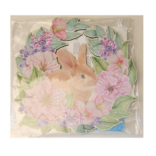 Thumbnail: Bunny Blossoms, Crystal Art Easter Wreath Hanging Decoration Kit - 34 x 35cm