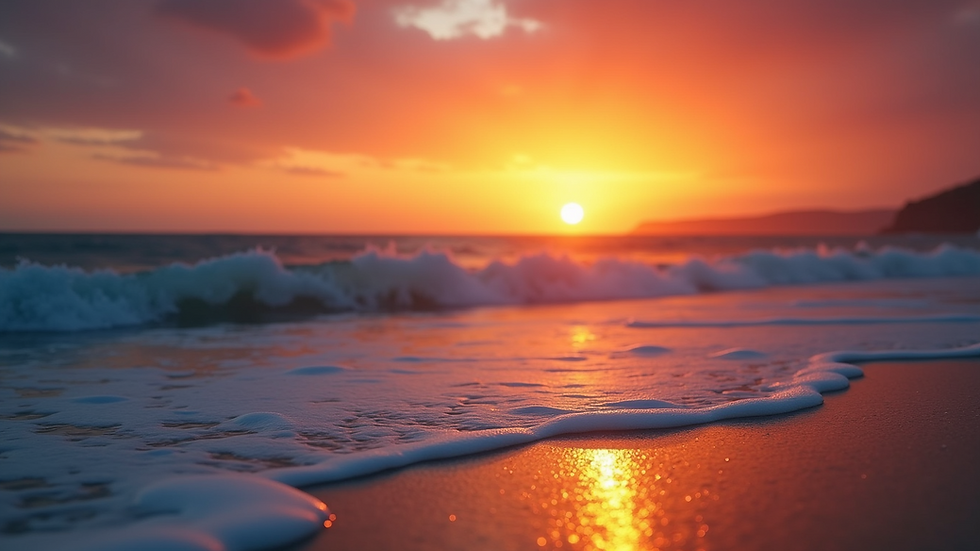 Close-up view of a vibrant sunrise over the ocean