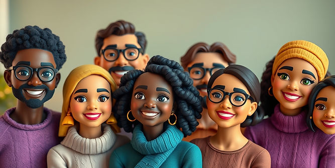 High-resolution stock photo depicting a diverse group with unique features and attire in a