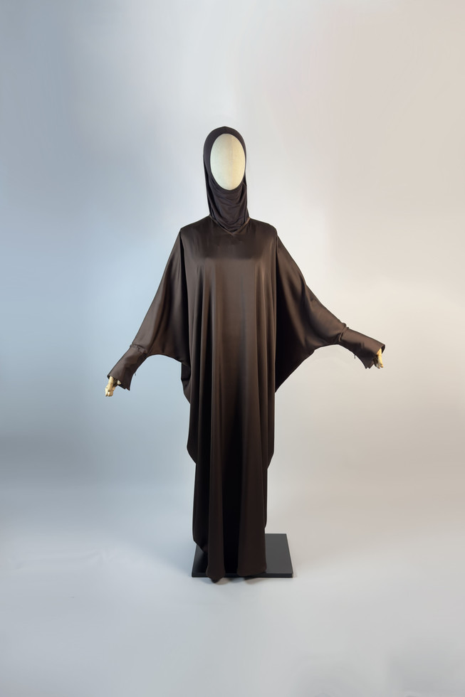 Khimar hijab abaya set brown muslim clothing