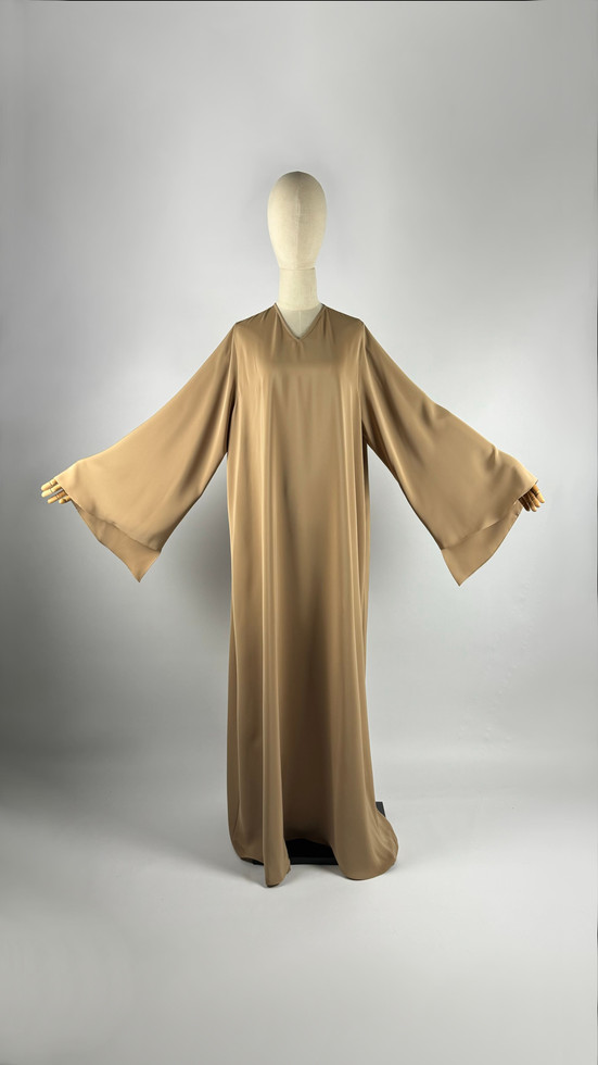 Light Beige Silky Abaya hijab for muslim women