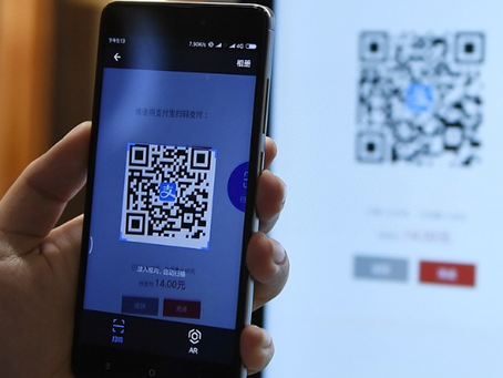 AliPay QR being used for payment on a mobile device