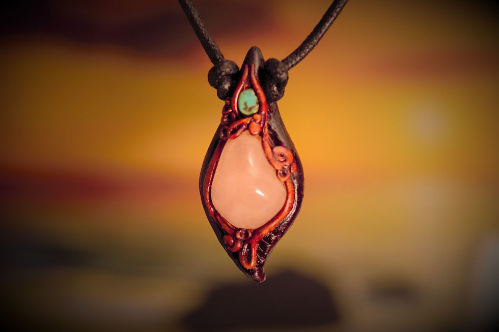 Miniaturbild: Amulett  Rosenquarz/Türkis