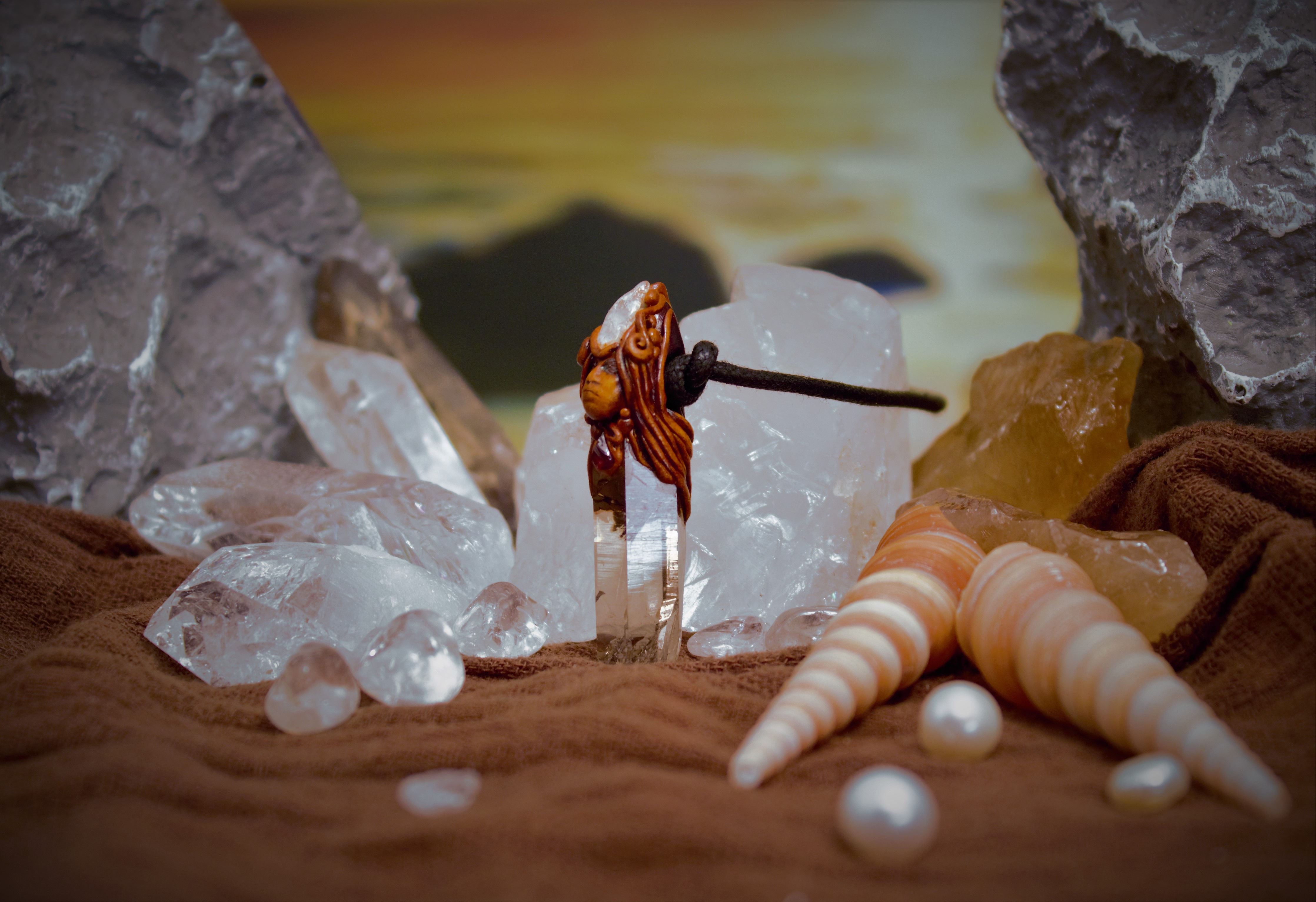 Wächter Rauchquarz / Kunzit /Granat