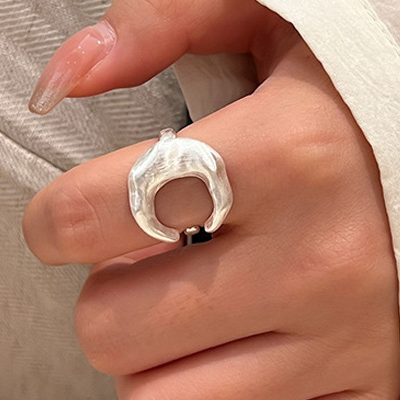 925 Sterling Silver Matte Finish Moon Open Rings For Women Ladies Luxury Jewelry