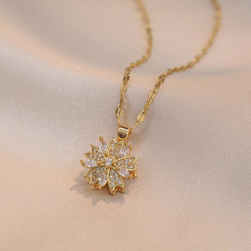 Elegant Flower Crystal Necklace