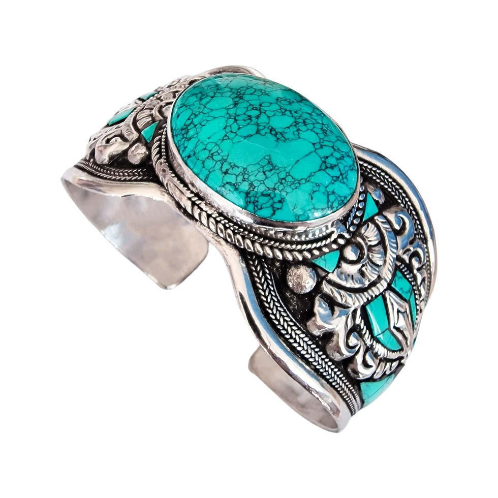 Bracelet  Manchette Tibétain Turquoise