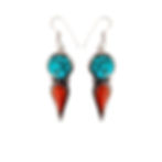 Boucles d'oreilles Ethniques Tibétaines corail lapis-lazuli turquoise
