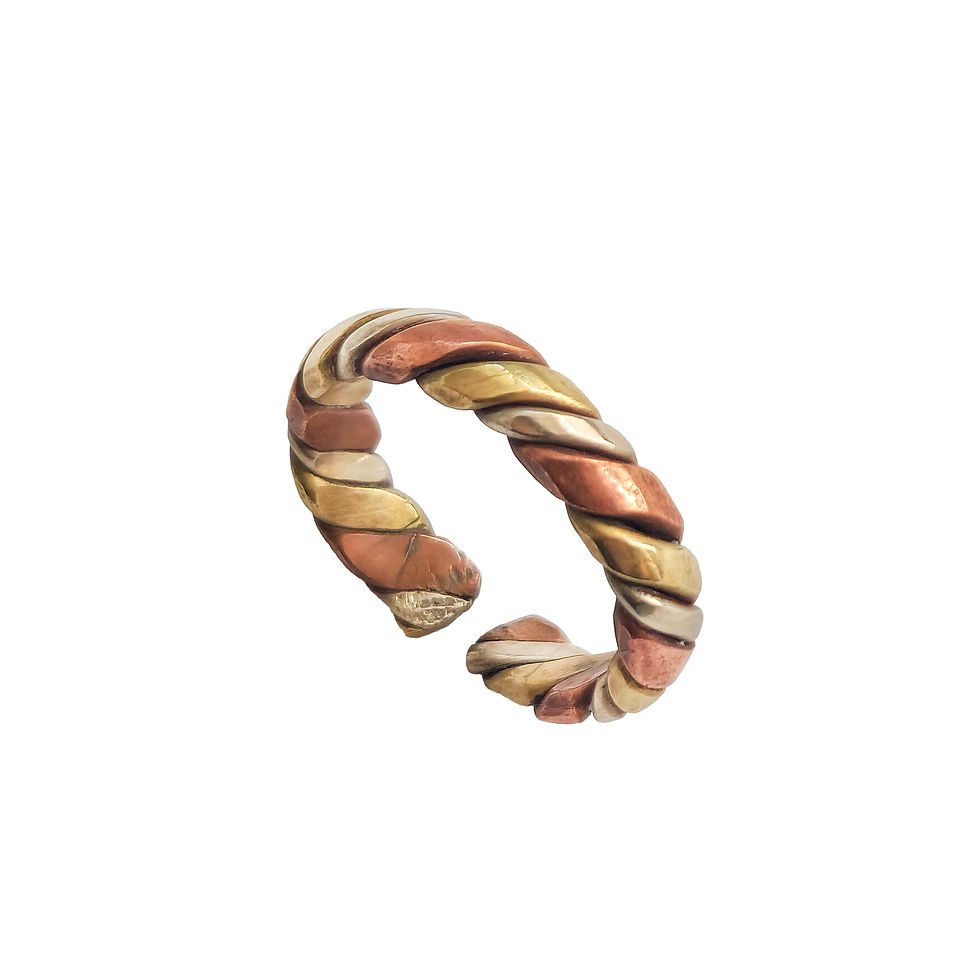 Bague Tridhatu Cuivre Laiton Métal Argenté