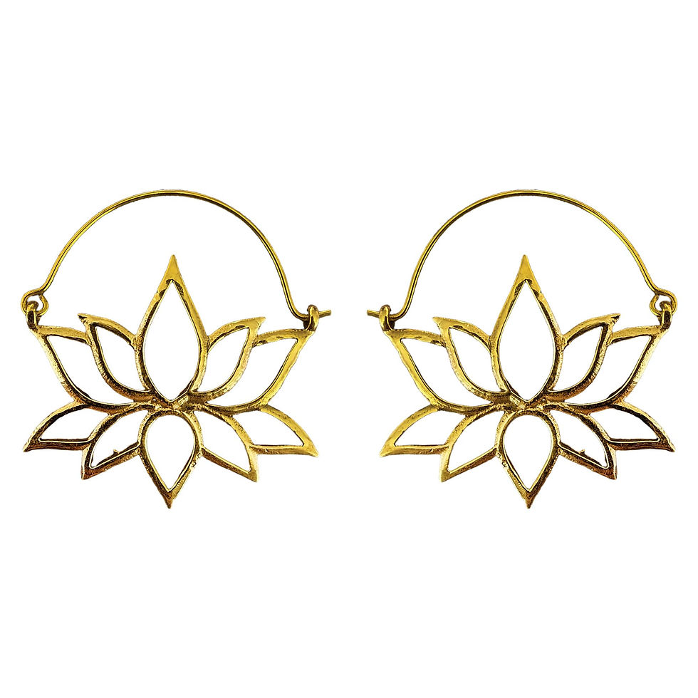 Thumbnail: Boucles d'Oreilles Créoles Fleur de Lotus Doré
