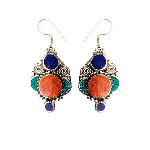Boucles D'oreilles Ethniques Tibétaines – Style Artisanal – Sans Marque, Neuves Sans étui