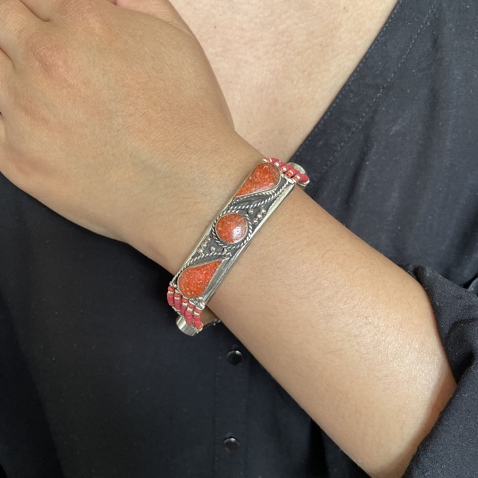 Bracelet Ethnique Tibétain Turquoise Corail Lapis-lazuli