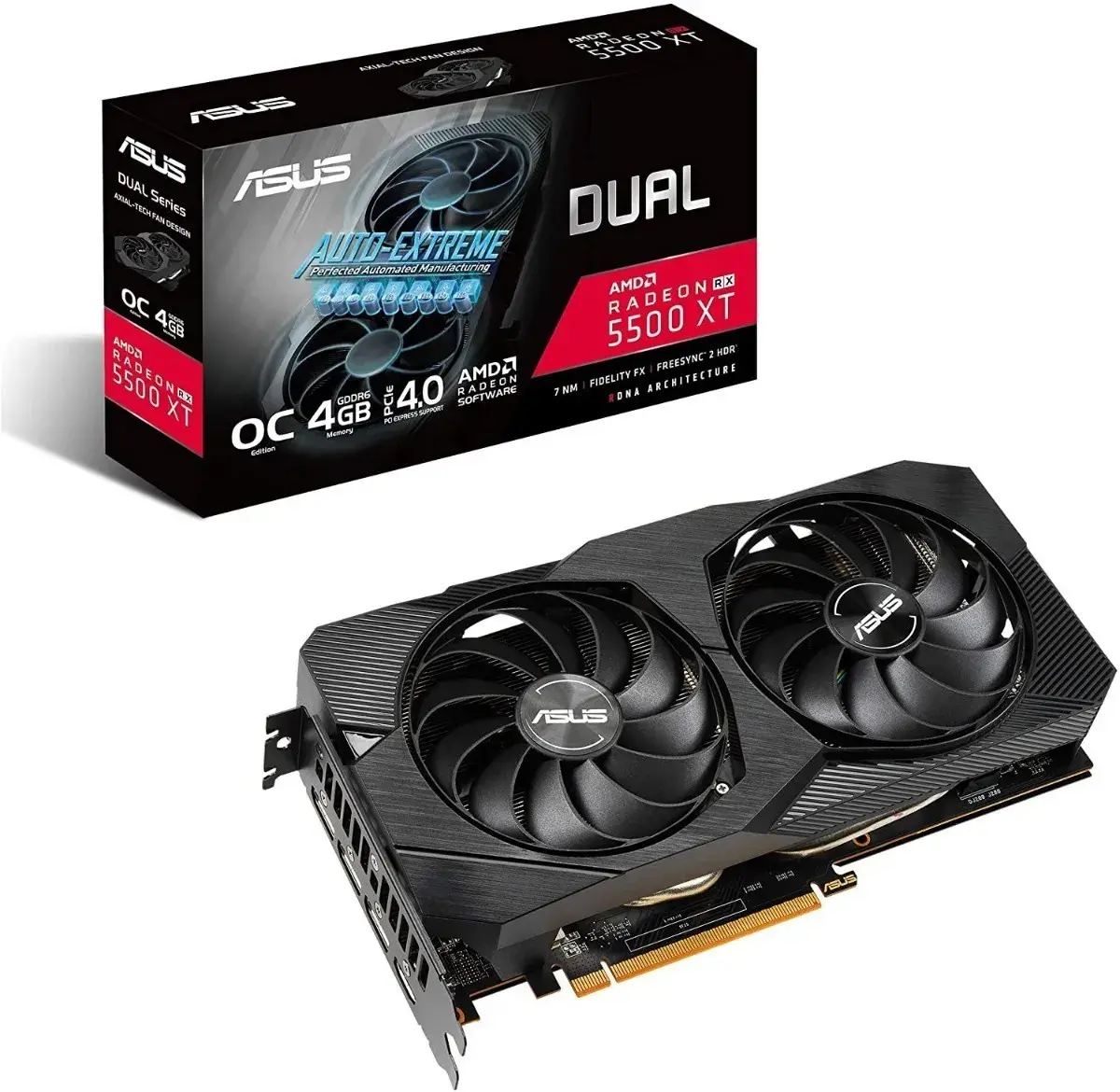 Placa de Video RX 5500 XT Asus Dual OC Edition – 4GB GDDR6 | NUEVA