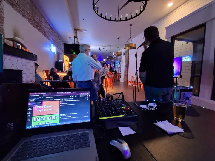 A Syncopainted karaoke night from behind the sound setup