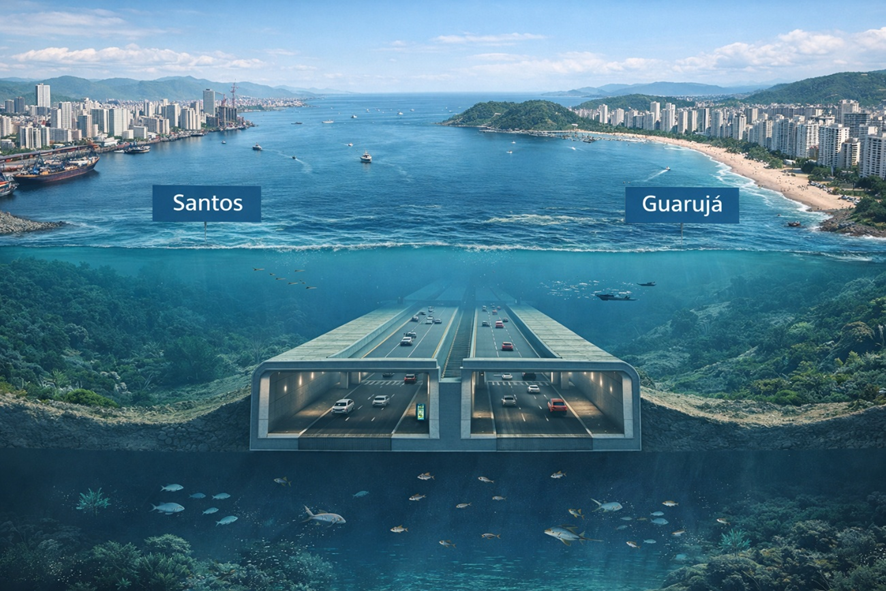 Imagem ilustrativa do túnel Santos - Guarujá