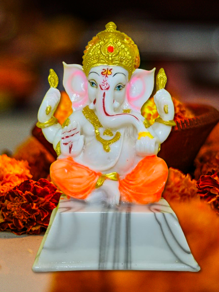 Thumbnail: CHOWKI GANESH JI ORANGE VASTRA