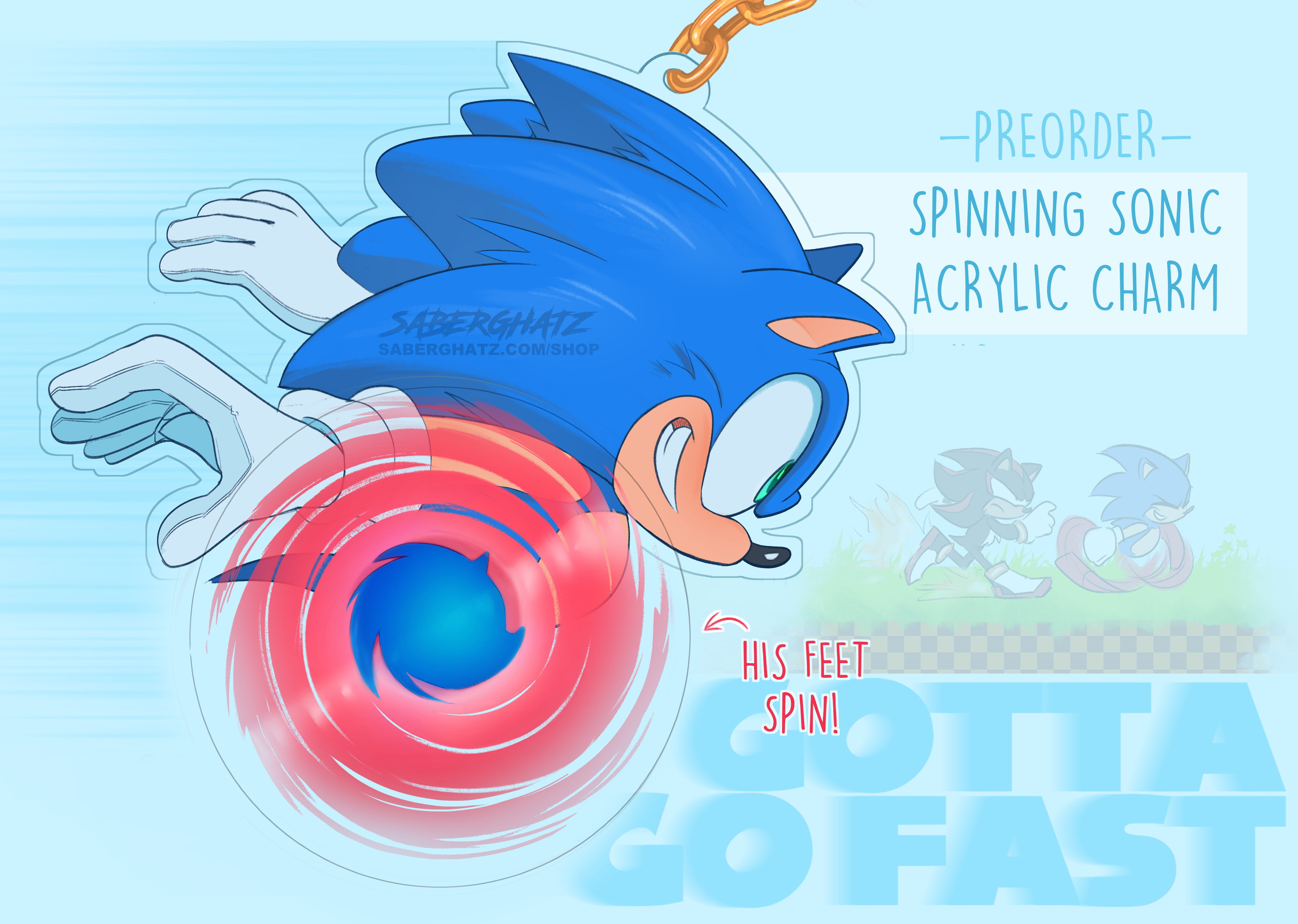 GOTTA GO FAST Spinning Sonic Charm!