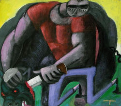 tempera, karton/tempera on cardboard