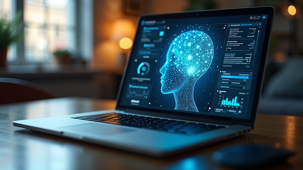 Eye-level view of a laptop screen displaying AI-generated content