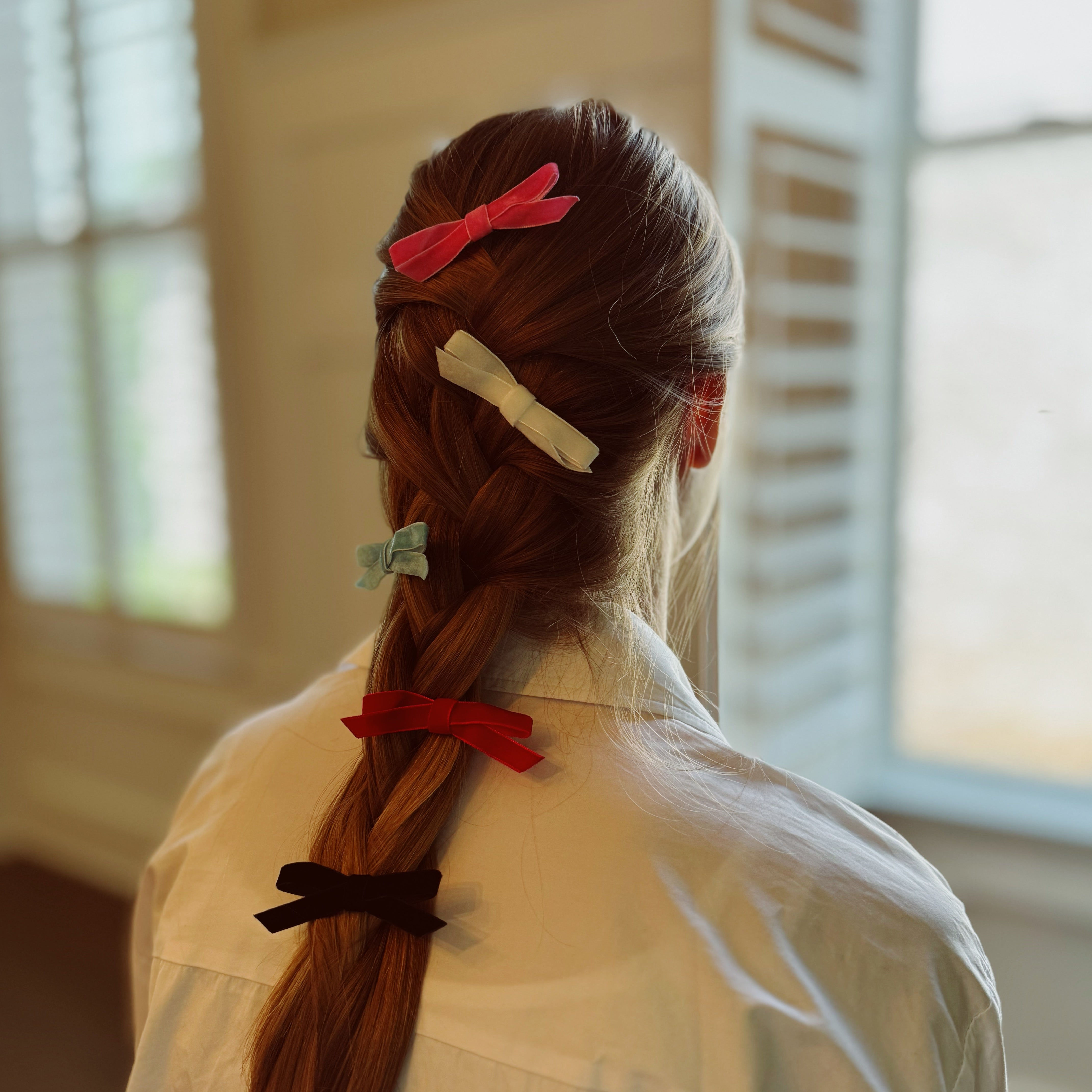 Velvet Bow Hair Clips (Set of 5)